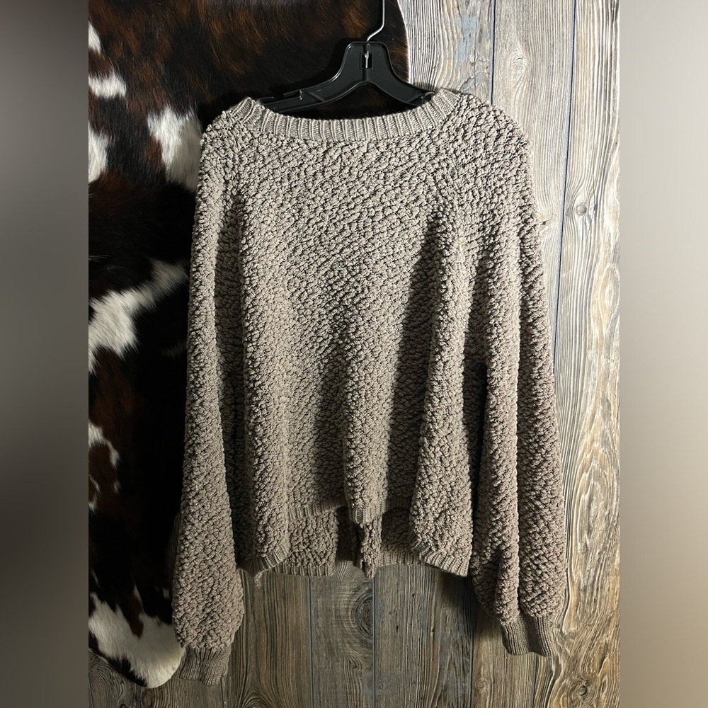 Zenana slouchy size small puffy cardigan size small brown/gray - Picture 5 of 5